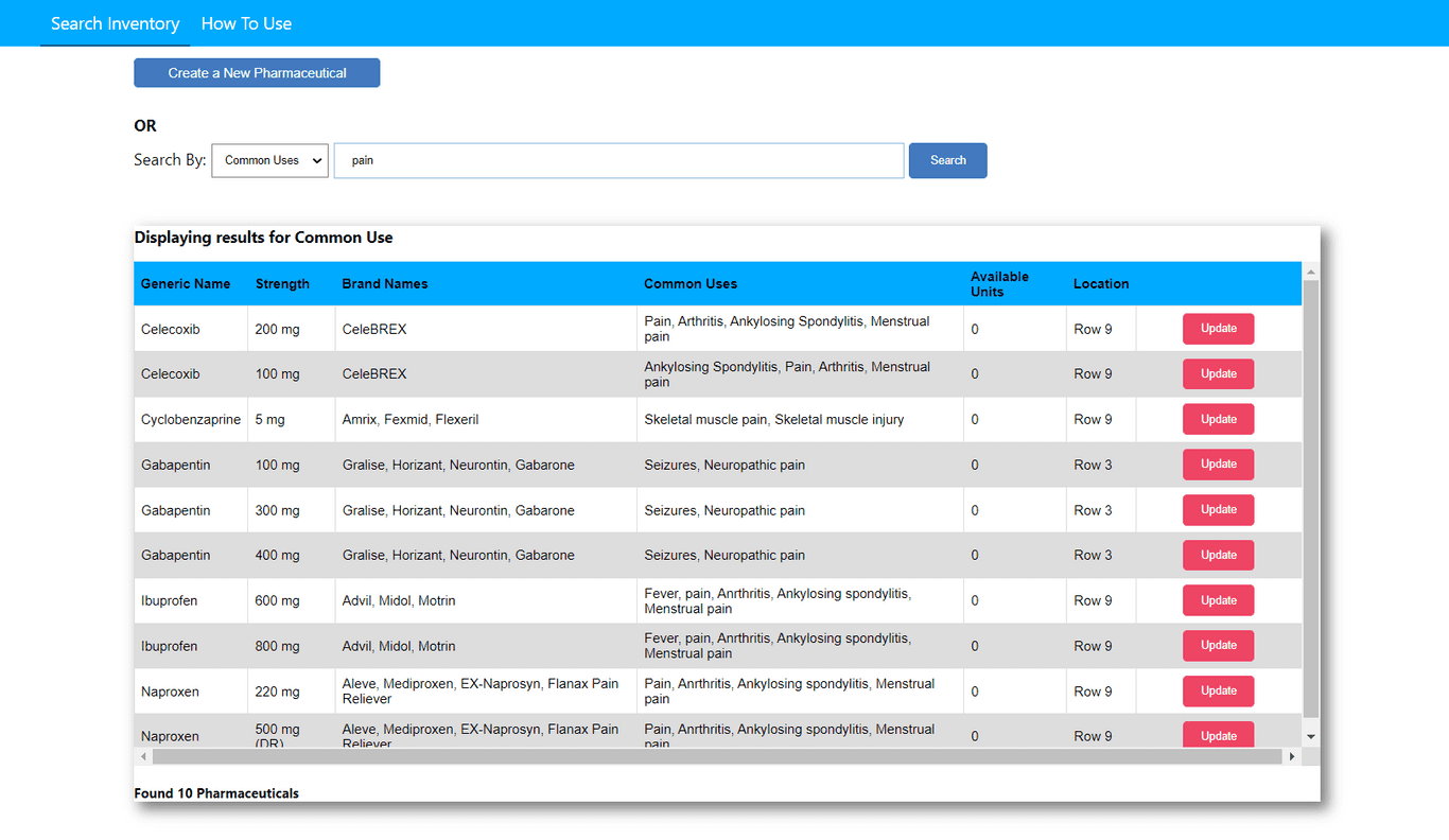 Oasis Pharmaceutical Management Inventory System